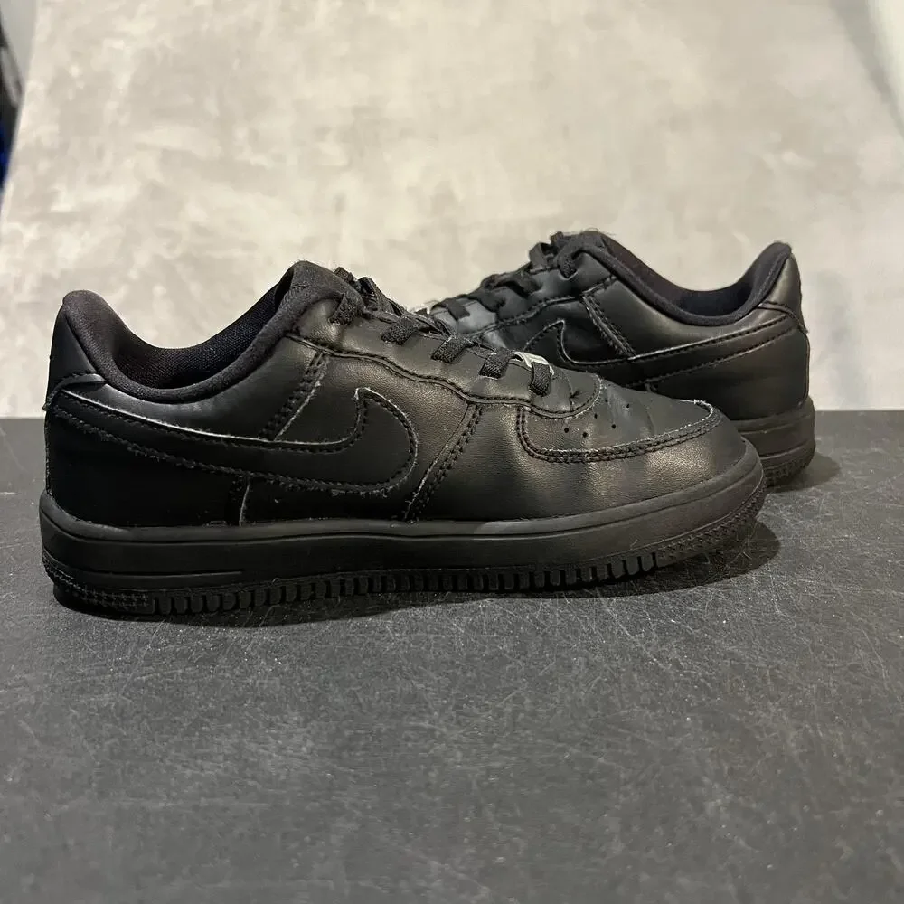 Nike Air Force 1 AF1 EasyOn Shoes Youth 3Y Triple Black Low Hook & Loop Sneakers